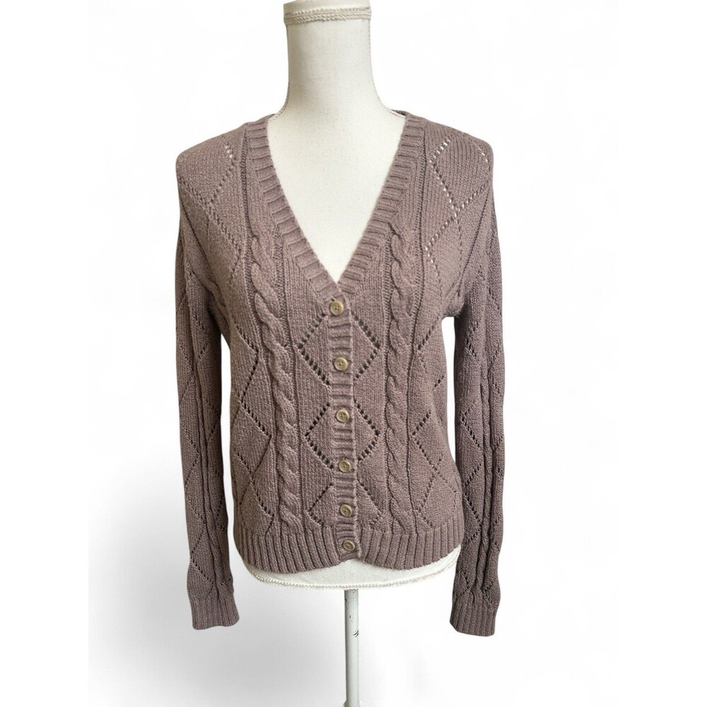 John Galt Women's OS Mauve Cable Knit Cardigan Brandy Melville Pacsun One Size